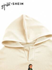 Mulvari Women's Graphic Print Hooded Loose Fit Casual Streetwear Sweatshirt, Casual Comfy Pullover Top Outfit  Fall Outfit