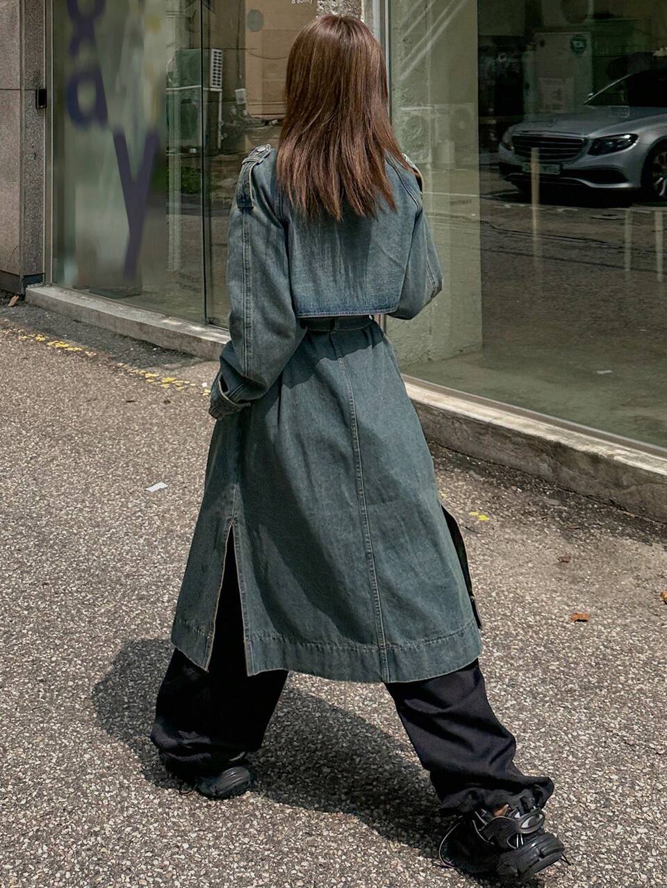 Women Front Button Long Sleeve Casual Long Style Denim Jacket,Fall Clothes