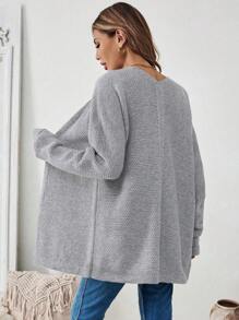 Chiquease Cárdigan largo casual de manga larga con apertura frontal de unicolor para mujer, otoño/invierno