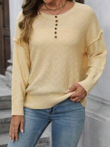 EMERY ROSE Women's Wave Pattern Half-Zip Long Sleeve Sweater