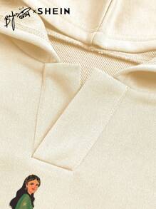 Mulvari Women's Graphic Print Hooded Loose Fit Casual Streetwear Sweatshirt, Casual Comfy Pullover Top Outfit  Fall Outfit