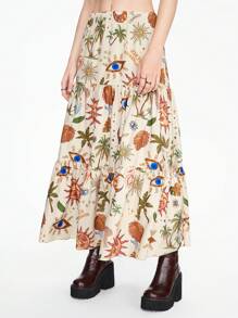 ROMWE Fairycore Váy suông in hình mặt trăng và ngôi sao phong cách Hippie Vacation dành cho nữ - Nhiều màu - Xem 7