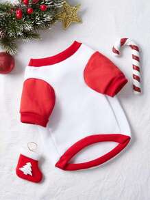 Carol Caju 艺术家 1 件可爱卡哇伊雪人印花红白保暖宠物运动衫 - 适合猫狗、圣诞主题、节日、新年