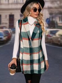 SHEIN Clasi Women's Sleeveless Plaid Vest Slim Fit Blazer Jacket (Random Print) - Multicolor - View 5