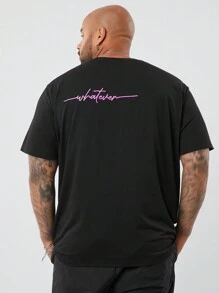 EASEVO 大码男士修身圆领短袖 T 恤，适合夏季分层穿着 - 黑色 - 查看 1