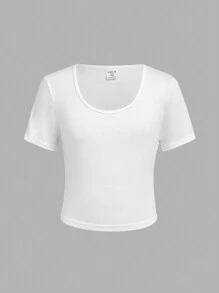 SHEIN 3pcs Tween Girls Casual Solid Color Crew Neck Short Sleeve Tops Set - Dark Grey - View 5