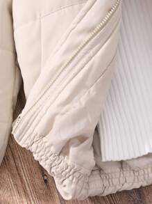 Tween Girls Fashionable  Coat With Furry Collar - Khaki - View 8