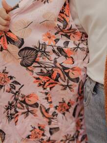 Áo khoác dài tay in hoa cho bé gái tuổi mới lớn, Thu/Đông - Cà phê nâu - Xem 4