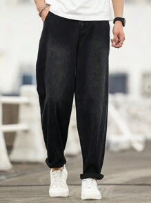 Manfinity Hypemode Quần Jeans Baggy Túi Ống côn Thường Ngày Đa Năng Cho Nam - màu đen - Xem 4