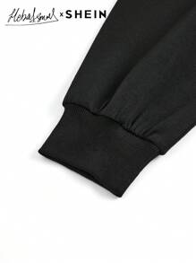 Mulvari Vestido de manga larga modesto con capucha con cordón, estampado de eslogan, para mujer, estilo casual de otoño e invierno, vestido largo tipo sudadera, otoño e invierno