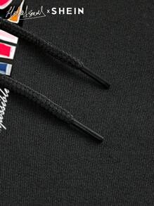 Mulvari Vestido de manga larga modesto con capucha con cordón, estampado de eslogan, para mujer, estilo casual de otoño e invierno, vestido largo tipo sudadera, otoño e invierno