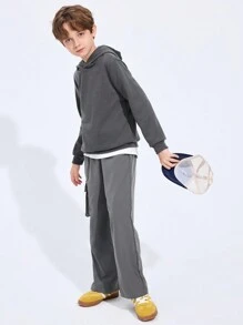 SHEIN Tween Boy Solid Thermal Hoodie