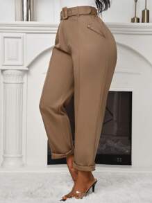 Quần bó có thắt lưng thường ngày dành cho nữ, mùa thu - Màu Khaki - Xem 4