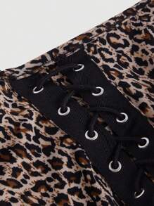 SHEIN MOD 豹纹荷叶边女式吊带背心、不对称下摆上衣、秋冬女式上衣、早午餐、、、优雅、派对、巫术服装、音乐会女装、文艺复兴、吸血鬼、外出上衣、豹纹上衣、Y2k、荷叶边上衣