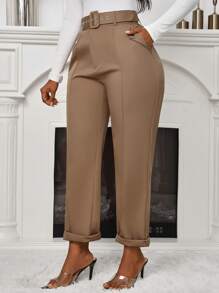 Quần bó có thắt lưng thường ngày dành cho nữ, mùa thu - Màu Khaki - Xem 3