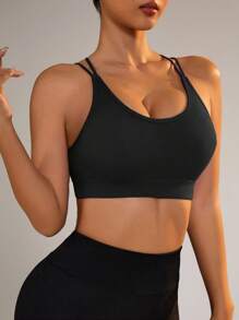 Easithlete Top De Sujetador Deportivo Sin Costuras Para Mujer - Negro - Ver 5
