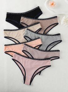7pcs/Set Women's  Briefs, Autumn/Winter - Multicolor - View 1