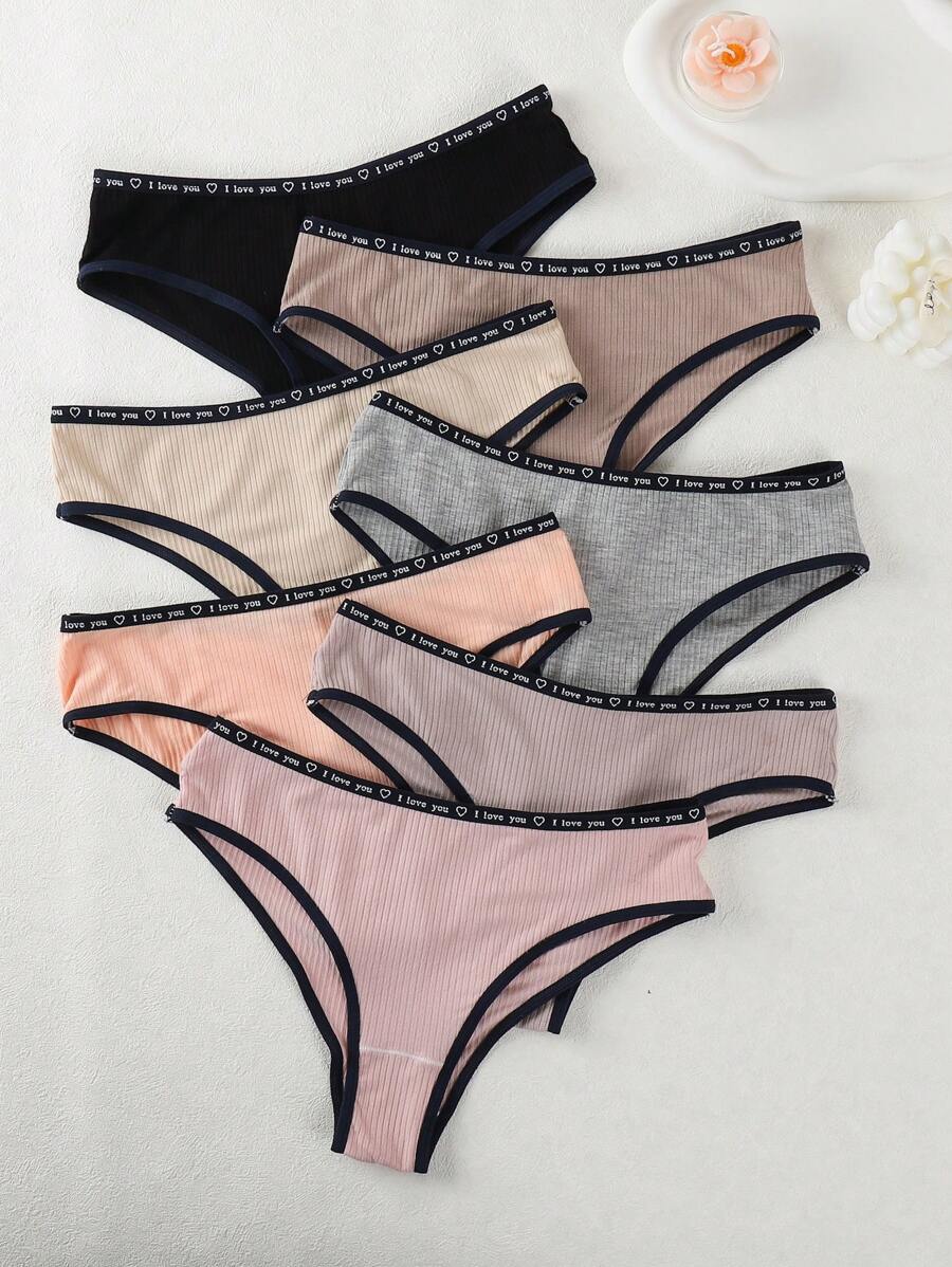 7pcs/Set Women's  Briefs, Autumn/Winter - Multicolor - View 1