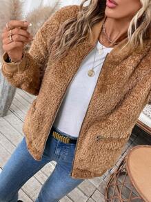 SHEIN LUNE Chaqueta bomber con cierre y caída de hombros