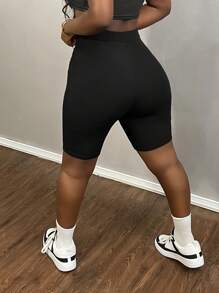 Slaydiva 夏季新款休闲日常黑色工作口袋四分之一裤女式短裤 - 黑色 - 查看 2