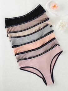7pcs/Set Women's  Briefs, Autumn/Winter - Multicolor - View 3