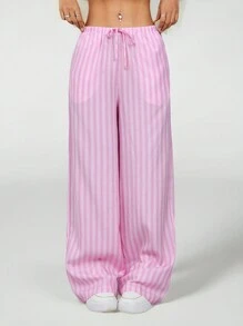 SHEIN PETITE Quần sọc nữ thời trang mùa hè Quần sọc nữ - Hồng - Xem 6