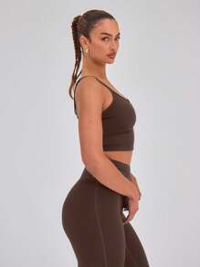 Musera Sport Slinky Spaghetti Strap Active-Wear Crop Cami Top Only, Padel, Tennis, Pickleball Gym Fitness Fall Winter Christmas