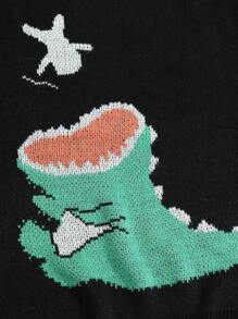 Chillumni Men's Autumn And Winter Casual Dinosaur Pattern Sweater - Blue - View 3