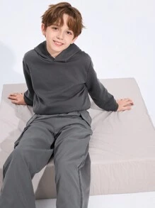 SHEIN Tween Boy Solid Thermal Hoodie