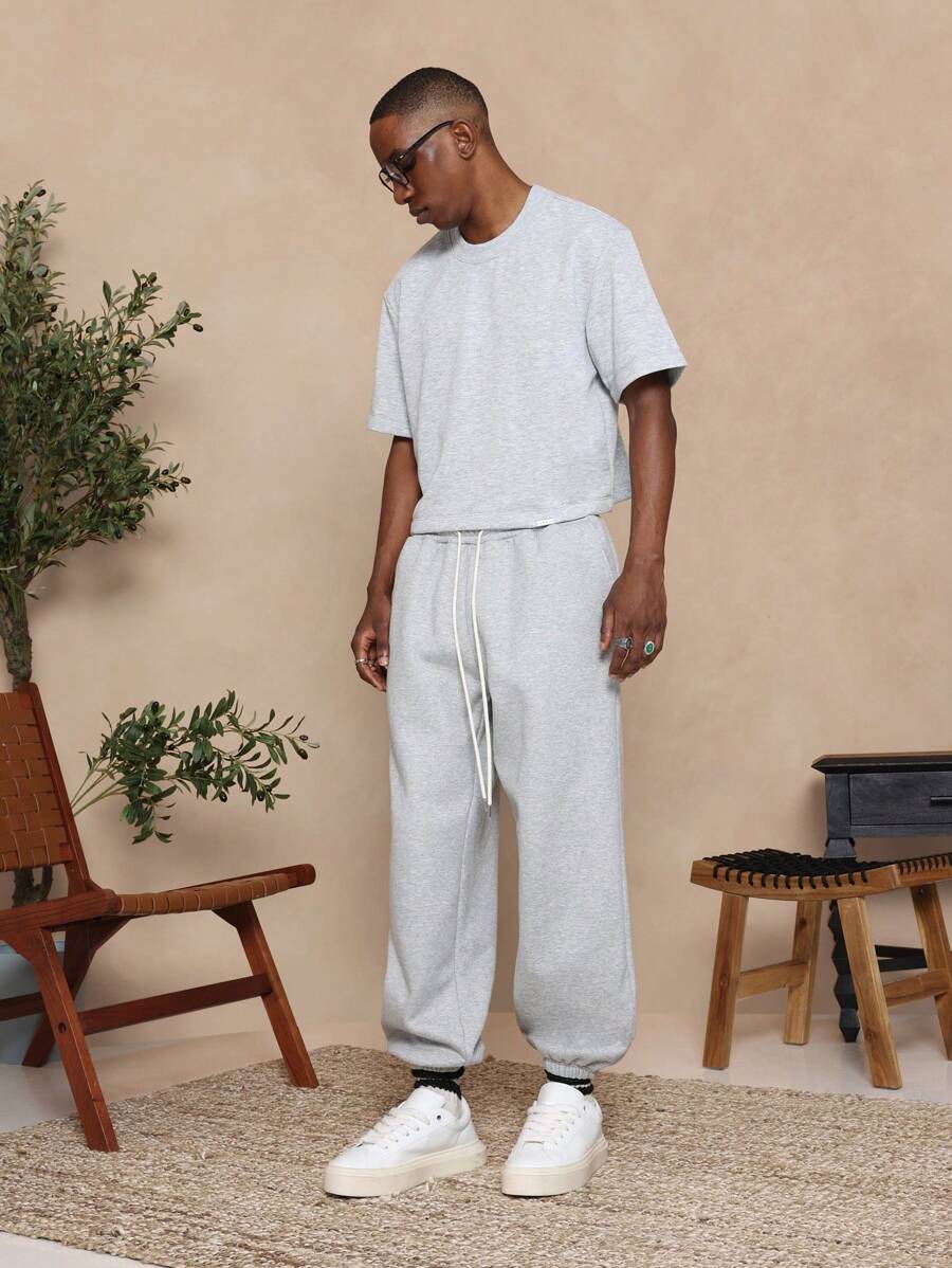 SUMWON Crop Fit Premium Heavyweight Tee - Light Grey - View 1