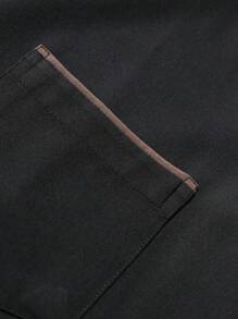 Manfinity Mode Men's Solid Color Black Button Front Long Sleeve Casual Shirt, Elegant Shirts For Men, Business Casual Tops Men, Men's Black Button-Down Shirt, Dress Shirts, For Fall - Black - View 6