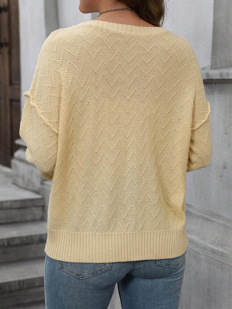 Women's Wave Pattern Half-Zip Long Sleeve Sweater