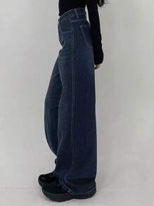 DAZY Women Front Button Closure Multi-Pocket Simple Baggy Jeans, Casual Daily Wear,Back To School Clothes - Medium Wash - View 7