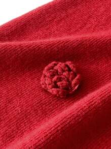 EastFlair 秋冬女士红色 3D 花卉点缀优雅派对圣诞毛衣连衣裙、节日装扮、圣诞礼物指南、派对季节装扮 - 紅色 - 查看 9