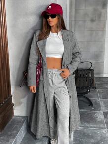 Aveloria 复古粗花呢纹理翻领收腰修身夹克