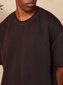 SUMWON Camiseta esencial de manga corta, con ajuste boxy y peso pesado - Marrón - Ver 5
