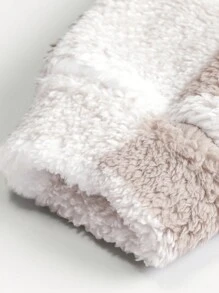 Chiquease Áo khoác trùm đầu kẻ caro dài tay có khóa kéo phía trước, có túi, mặc thường ngày giữ nhiệt - Màu be - Xem 3