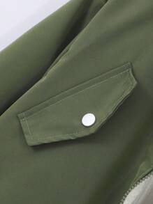 Thick Plush Hooded Jacket For Teenagers - Army Green - View 3