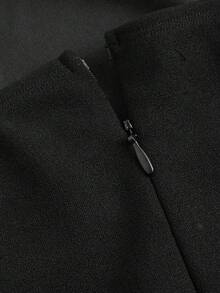 SHEIN MOD Mono negro sin tirantes acampanado para mujer, ropa de mujer de otoño, ropa de mujer de negocios, atuendo de mujer para el aeropuerto, disfraz de Catwoman, mono de boda, atuendo de mujer - Negro - Ver 4