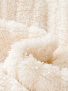 SHEIN Hooded Long Plush Ear Design Black Jacket For Tween Girl - Apricot - View 6