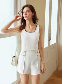 MOTF PREMIUM ÁO KHOÁC CỔ TRUYỀN THÂN CÓ SỌC ĐỒNG BẰNG SỢI - Màu be - Xem 3