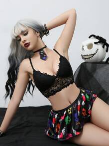 4pcs Women's Halloween Costume Lingerie Set - Multicolor - View 4