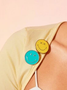 SmileyWorld® | SHEIN 5pcs/Set Funny Cartoon Face Brooch Pins