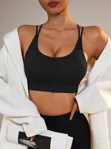 Easithlete Top De Sujetador Deportivo Sin Costuras Para Mujer - Negro - Ver 4