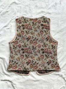 Soleia Damtopp med texturerat blommönster och knytband framtill, modern för höst- och vinterkläder - Multifärgad - Visa 2