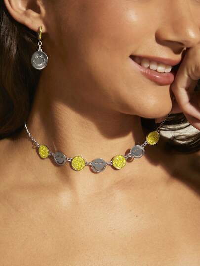 SmileyWorld® | SHEIN Fashionable Shiny Cartoon Rhinestone Pendant Necklace