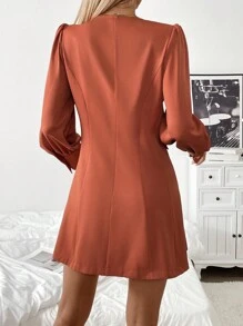 Calvaya Vestido elegante de manga larga de doble botonadura de unicolor