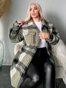 SHEIN SXY 大码女式格子针织长外套 - 彩色 - 查看 5