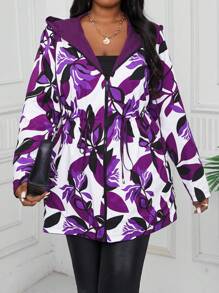 SHEIN Lady Autumn And Winter Casual Elegant Colorful Hooded Drawstring Long Sleeve Plus Size Coats Women Jackets - Multicolor - View 1