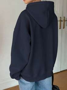 Dazy-Less Sudadera con capucha de felpa de manga larga con cordón ajustable, escote amplio para mujer, para otoño/invierno, tops de manga larga